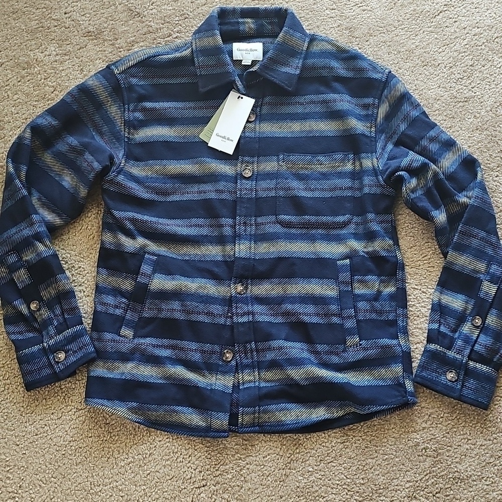 Goodfellow & Co Men's Striped Flannel Long Sleeve Button-Down Shirt